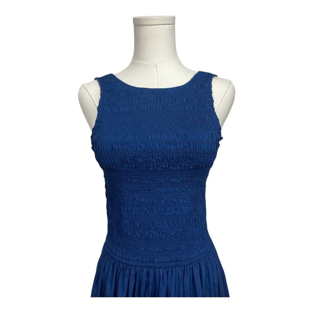 $148 NWT Madewell Melody Scoopback Smocked Midi Dress Women's Size XS Blue NV423 - Picture 3 of 9